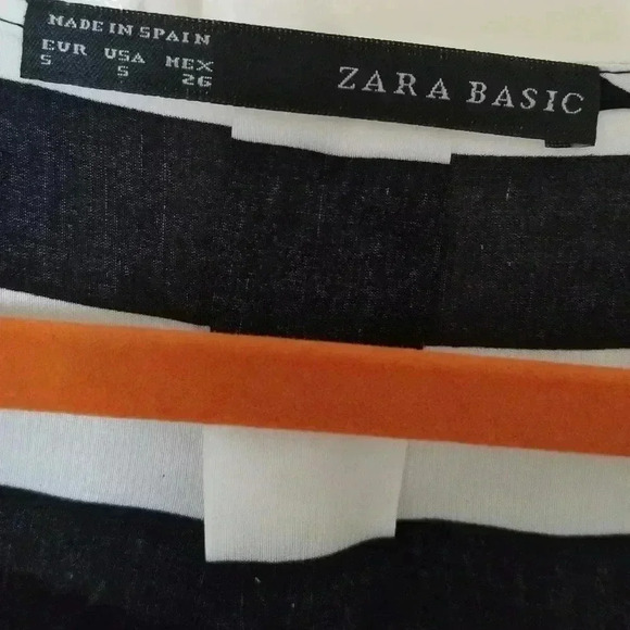 Zara black and white stripe luxespun mini dress Sm - Picture 4 of 4